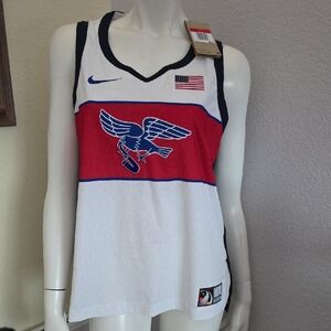 NEW TEAM USA OLYMPICS Nike White and Red Athletic Tank Top Jersey sz. L Women's